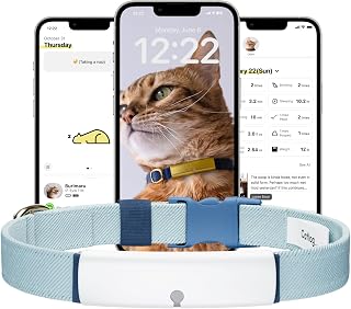 Smart Cat Collar Tracker with Safety Breakaway Buckle for Indoor Cats, Wellness Alerts and Real-Time Monitoring, White and