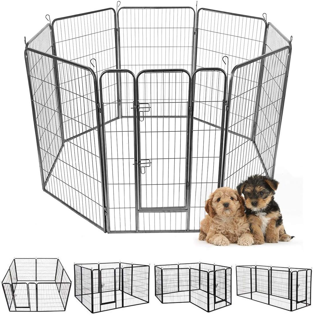 Eight-panel 48 inch metal pet playpen with door