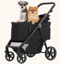 Black foldable dog stroller with canopy for medium and large dogs