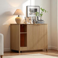 Natural wooden cat litter box enclosure with built-in power socket