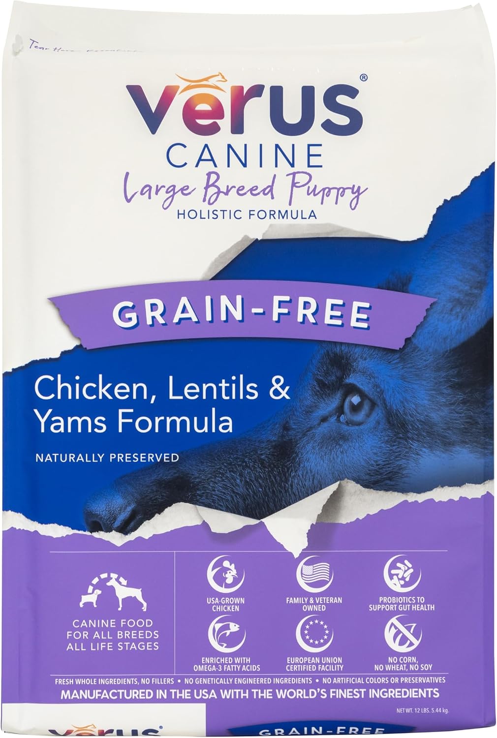 25 lb bag of grain-free chicken large breed puppy dry food