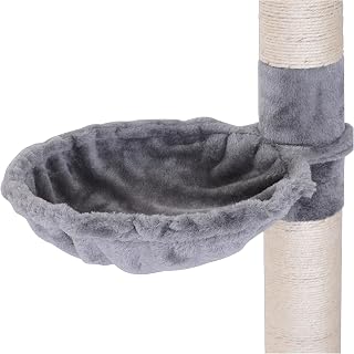 Floor to Ceiling Cat Tree, 5 Levels, 15.75 x 13.5 x 90.5-102.25 Inches, Hammock, Sisal Scratching Areas, Gray