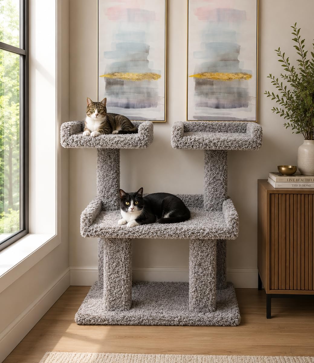 Deluxe multi-level carpeted cat tree for large cats