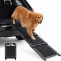 Telescoping dog ramp leading into a car with a carry handle