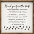 Square wood framed pet memorial sign reading I Loved You From the Start with paw prints