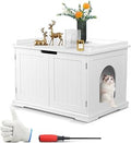 Hidden Litter Box Enclosure with Adjustable Divider, Decorative Cat Box Furniture, Espresso