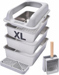 XL stainless steel sifting litter box with high sides