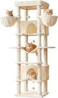 Beige 77.6 inch cat tree with condos and hammocks – view 6
