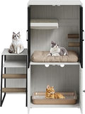 2-Tier Cat Litter Box Enclosure with Ladder