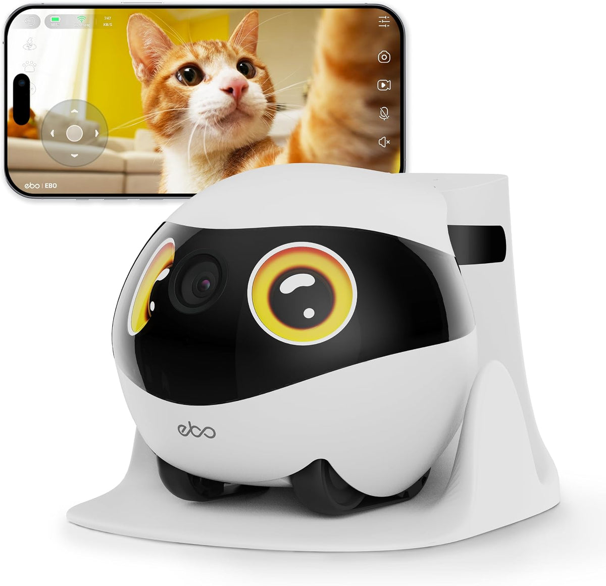 Small mobile robot pet camera with 1080P lens and two-way talk – view 2
