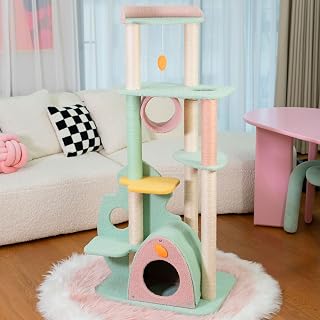 Happy & Polly 57.5 Inch Extra Large Cat Tree Tower Condo with Sisal Scratching Posts, Heavy Duty, Multi-Level Platforms, XL