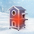 Outdoor Cat House, Weatherproof Wooden Shelter with Elevated Floor, PVC Door Flaps and Asphalt Roof