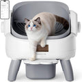 Open-top automatic self-cleaning cat litter box with entry step and mat