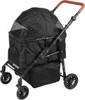 Folding 4-Wheel Cat Stroller with Removable Carrier