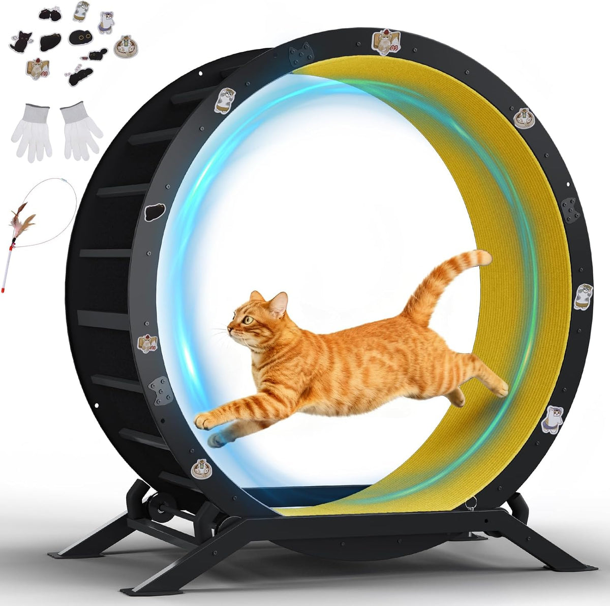 40 inch metal cat exercise wheel with carpet track and ear-shaped top – view 2