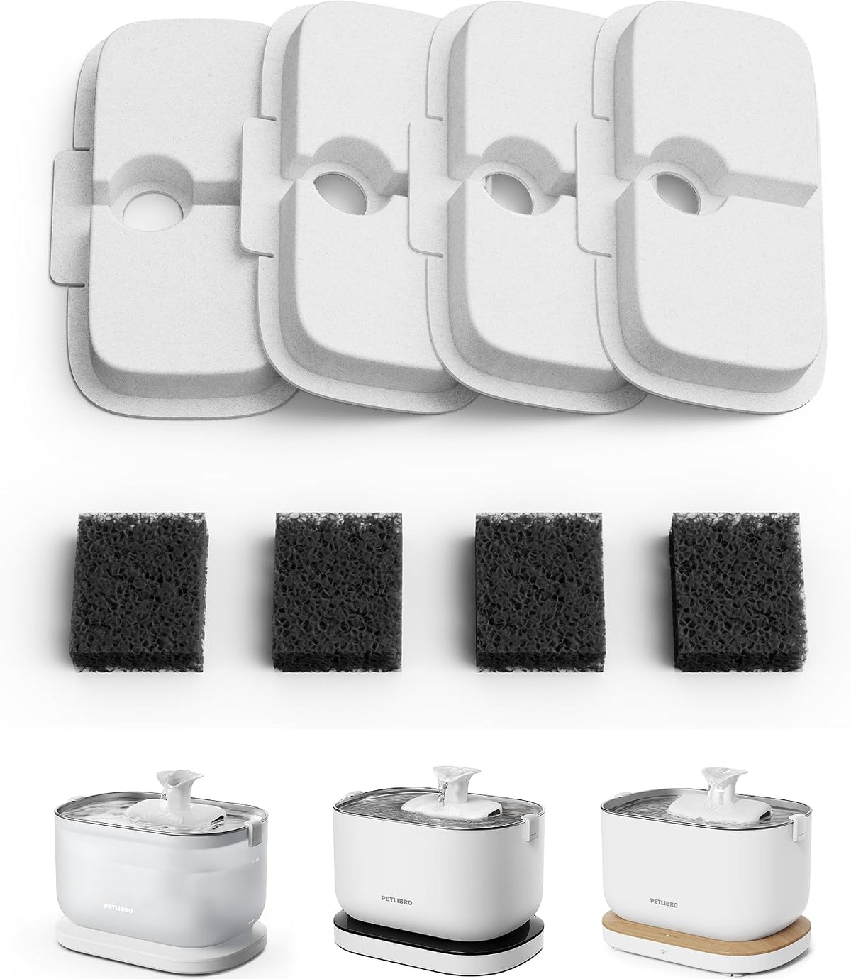 Cordless pet water fountain with stainless steel tray and splash shield – view 7