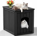 Gray litter box enclosure side table with double doors – view 4
