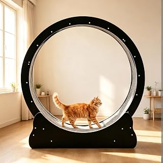 Large Cat Exercise Running Wheel with Detachable Carpet, Black