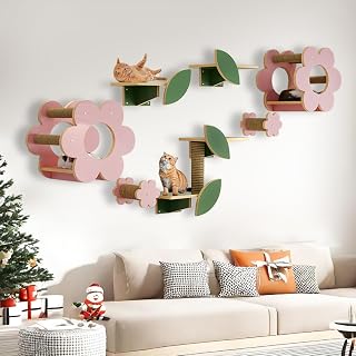 Wall-Mounted Flower Shape Cat Climbing Shelves for Indoor Cats, 9 Pieces
