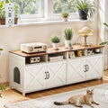 63 inch farmhouse wooden litter box enclosure TV stand for two cats – view 2