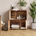 Wooden Cat Litter Box Enclosure with Sisal Scratching Posts and Litter Catch Mats, Hidden Bench Side Table for Large Cats