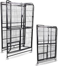 53.5 Inch 4-Tier Foldable Cat Cage with Metal Wire Frame and Wheels