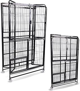 53.5-Inch 4-Tier Foldable Iron Cat Cage Crate with Wheels