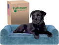 Espresso brown plush sofa dog bed with suede bolsters – view 4