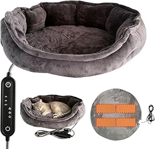Heated Bed for Cats with Adjustable Temperature, Electric Warming Pad and Timer