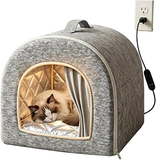 Heated Enclosed Cat House with Adjustable Temperature