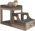 Cat Window Perch with Removable Stairs, Bunk Bed with Drawer and Cushion, Grey