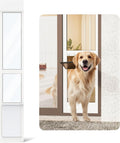 Aluminum pet door panel fitted into a sliding glass patio door
