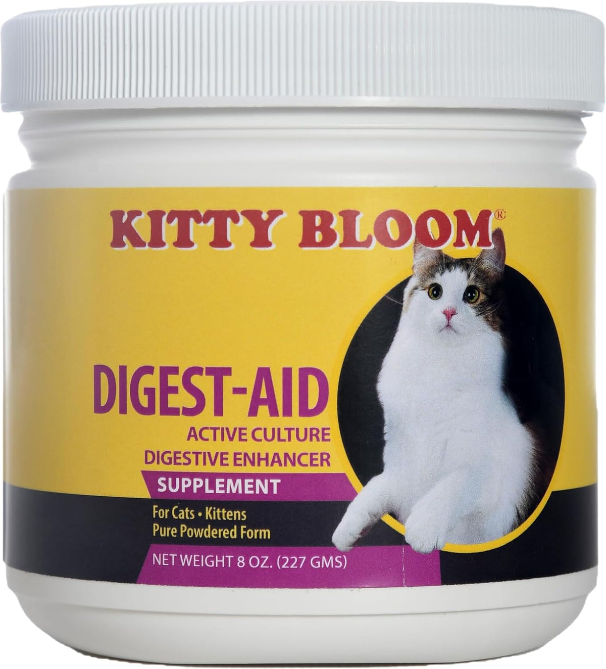 Container of probiotic and enzyme supplement for cats – view 4