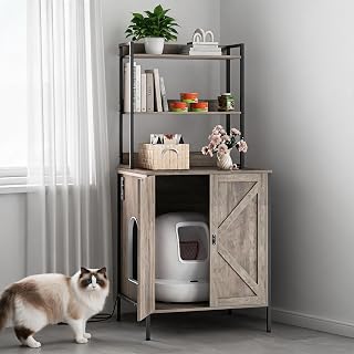 Large Cat Robot Litter Enclosure Furniture, Self-Cleaning Litterbox Cabinet