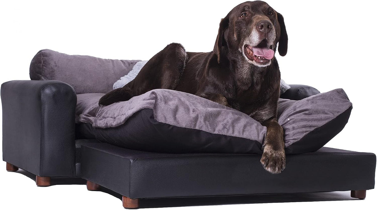 Black charcoal leatherette pet sofa – view 4