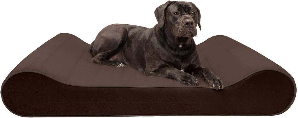Espresso microvelvet contour lounger dog bed with memory foam base