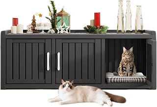KAMABOKO Hidden Cat Litter Box Enclosure with 3 Doors and Multiple Windows, Waterproof PP, for Large Cats