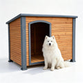 Natural wooden extra large dog house with raised feet