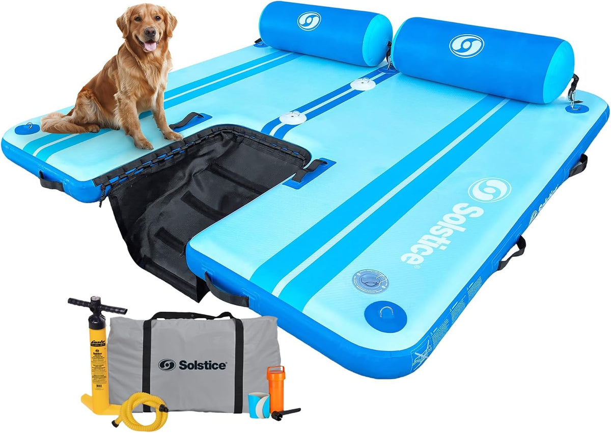 Inflatable floating dog water ramp attached to a dock – view 5