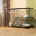 2/3-Tier Wire Cat Cage with 360° Caster Wheels and Ladders, Black A, 43 x 15 x 31