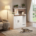 Wooden litter box enclosure cabinet with double farmhouse doors