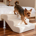 Extra wide leather-covered dog stairs next to a sofa – view 2