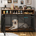 48 inch wooden dog crate end table with three drawers and steel tubes