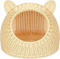 Handwoven Cattail Bulrush Cat Nest, Enclosed Cat Bed, Washable, Breathable, for Naps