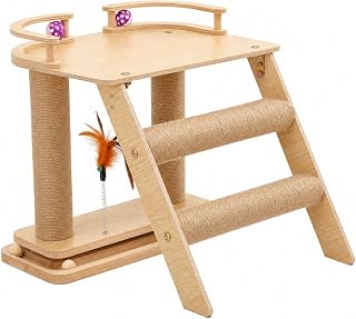 Wooden Cat Tree with Multi-Function Sisal Scratching Post, for Indoor Cats