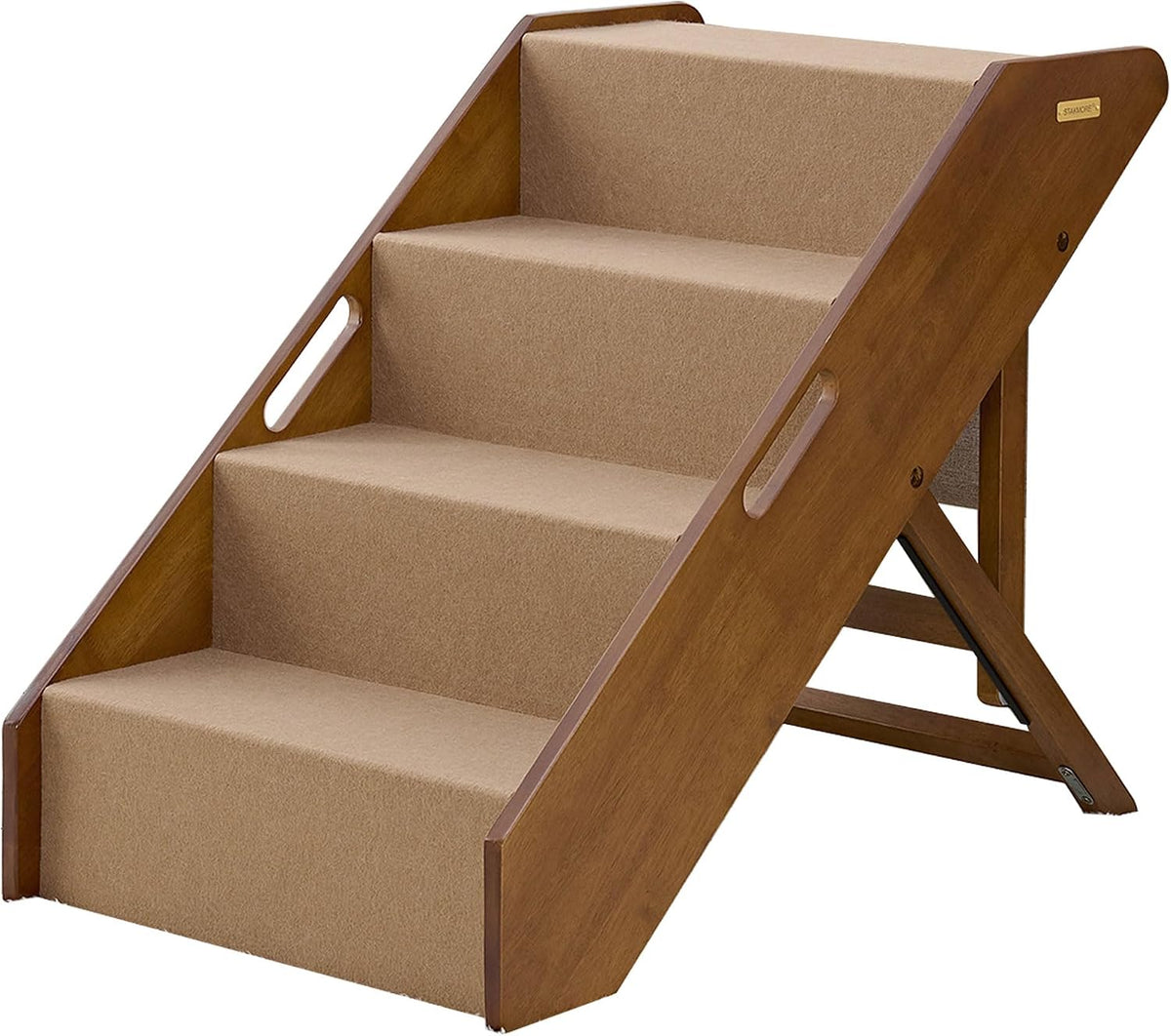 Espresso folding hardwood pet steps with felt treads – view 2