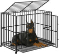 48 inch stainless steel heavy duty dog crate with top door and wheels