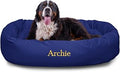 Majestic Pet Personalized Calming Dog Bed, 52 Inch Round Bagel Donut Shape, X-Large, Blue