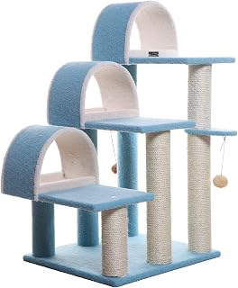 Armarkat 38 Inch Ivory Cat Step Stairs Ramp, Real Wood Scratcher, B3803