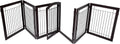 Espresso wood and wire six-panel folding dog gate with door